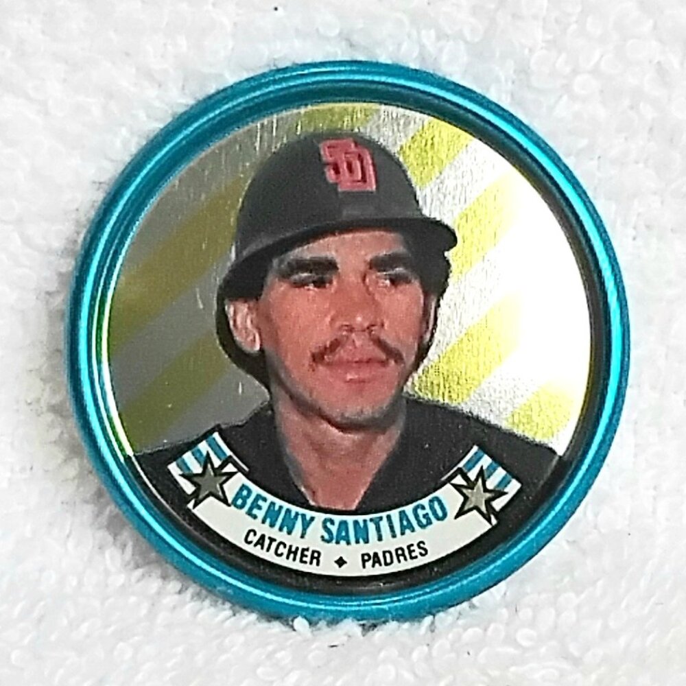 3/$20 Vintage & Mint 1988 Topps MLB Benny Santiago 1 1/2" Metal Coin 35/60!!